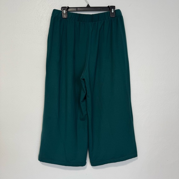Garnet Hill Wide Leg Crop Pants Women’s Medium Green‎ Minimalist Casual Holiday - Picture 4 of 9